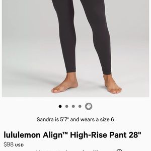 Lululemon Align High Rise Pant 28” Black